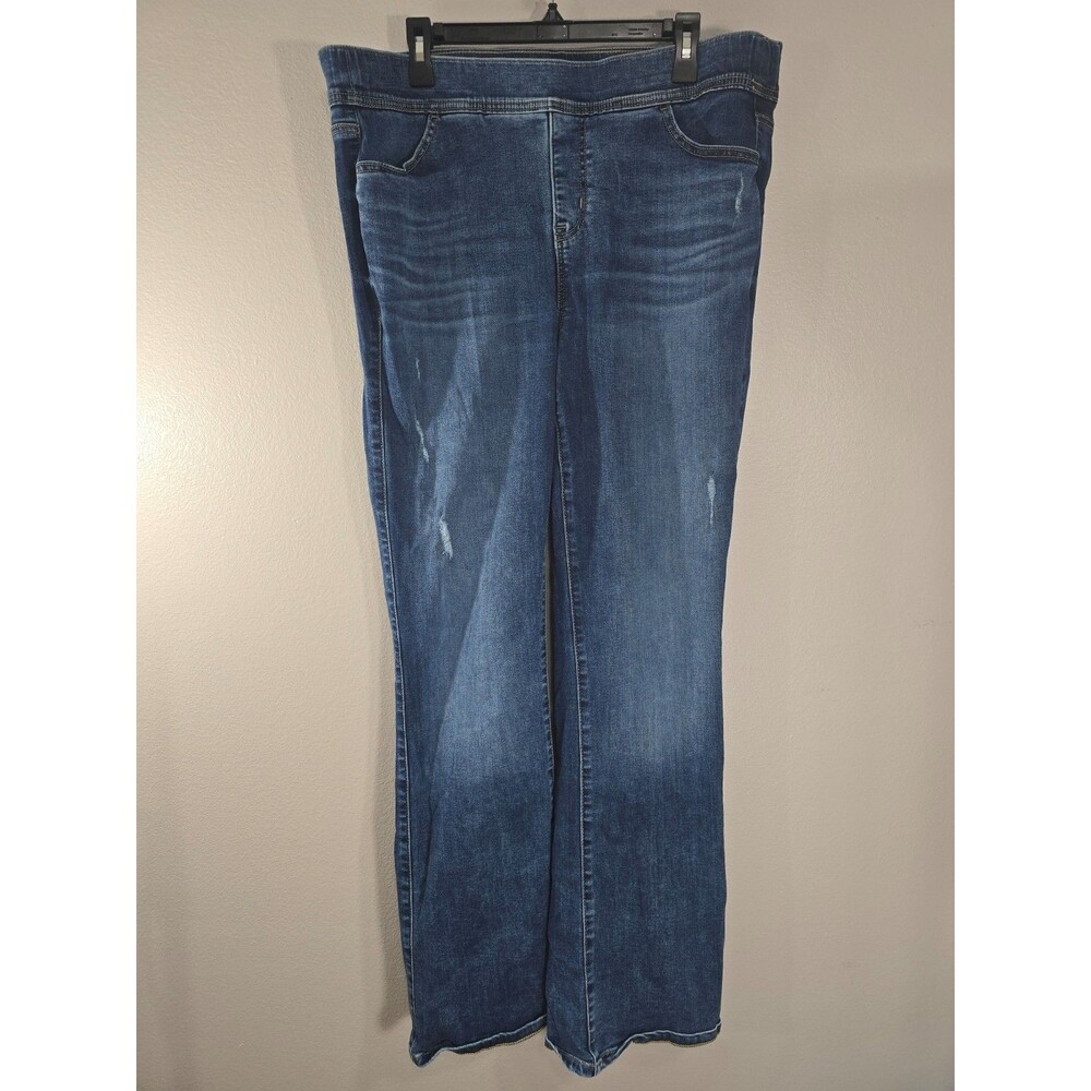 Torrid Lean Jean Slim Boot Super Soft Blue Denim Pull On Jeans Size 2 Tall BH